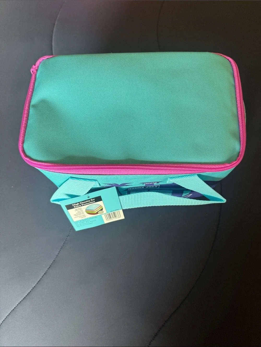 Trader Joe's Mini Insulated Bag- lunchbox - Teal & Purple with Pink Trim